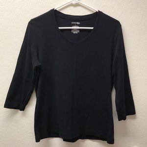 ST. JOHN’S BAY BLACK 3/4 SLEEVE T-SHIRT